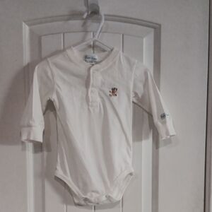 Ralph Lauren Gold and White Bodysuit with Embroidered Design